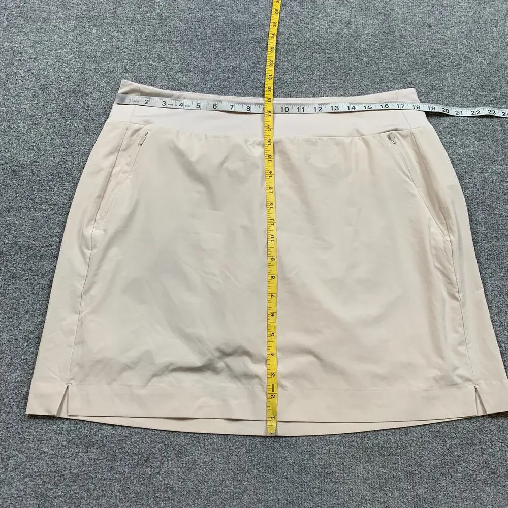 Athleta Skort Womens 16 Beige Soho Built In Mesh Shorts Performance Zip Pockets